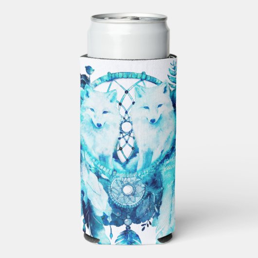Artic Fox Dreamcatcher Ice Blue Floral Selters Dosenkühler (Seltzer Rückseite)