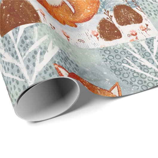 Artic Fox Winter Szene Geschenkpapier (Rolleneckpunkt)