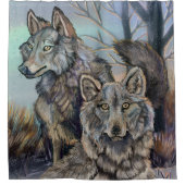 Artic Wolves Wintery Duschvorhang (Vorderseite)