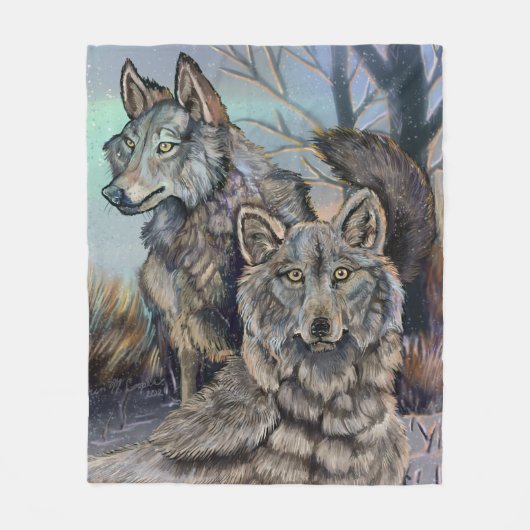 Artic Wolves Wintery Fleece Blanket (Vorderseite)