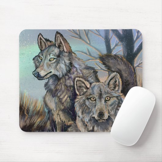 Artic Wolves Wintery Mouse Pad Mousepad (Mit Mouse)