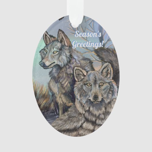 Artic Wolves Wintery Ornament (Vorderseite)