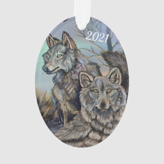 Artic Wolves Wintery Ornament (Rückseite)