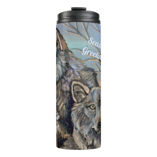 Artic Wolves Wintery Thermosbecher (Vorderseite)