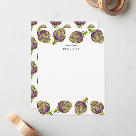 Artichoke Flat Note Card Mitteilungskarte (Vorderseite/Rückseite Beispiel)