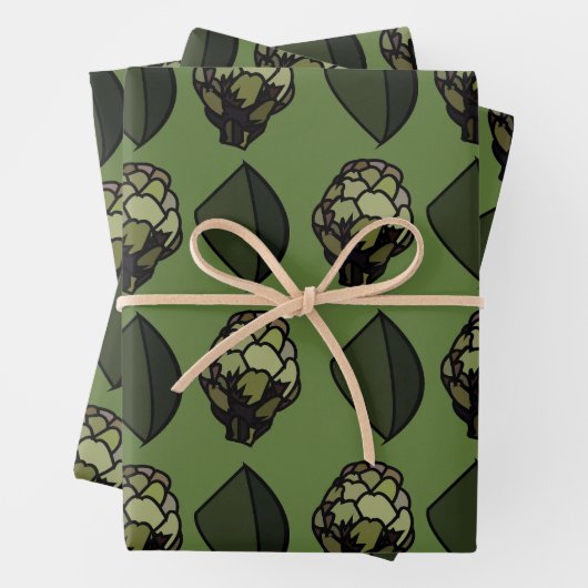 Artichoke Pflanzliche Pflanze Botanisches Muster Geschenkpapier Set (Beispiel)