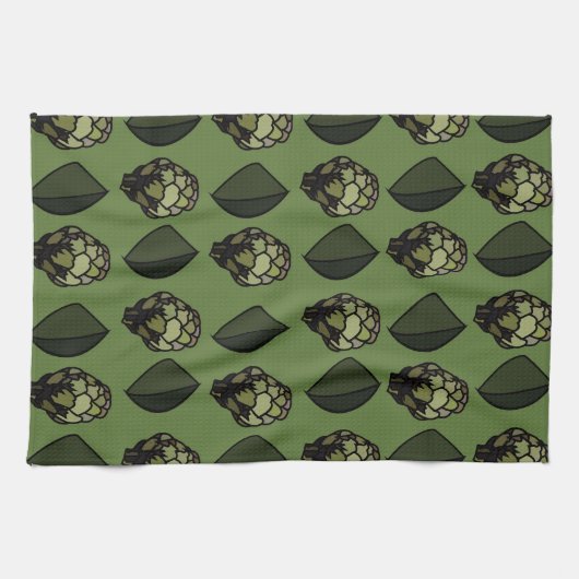 Artichoke Pflanzliche Pflanze Botanisches Muster Geschirrtuch (Horizontal)