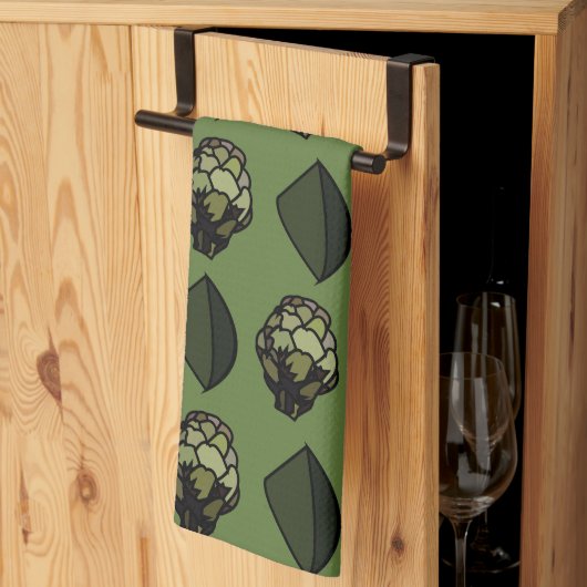 Artichoke Pflanzliche Pflanze Botanisches Muster Geschirrtuch (Drittel gefaltet)