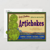 Artichoke Vintag Crate Art bearbeitbare Postkarten (Vorne/Hinten)