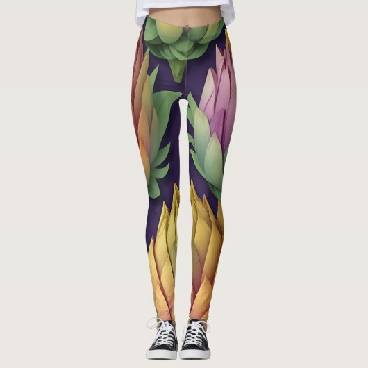 Artichoke Whimsical Personalisiertes Muster Leggings (Vorderseite)