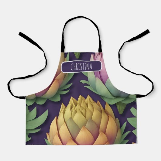Artichoke Whimsical Personalisiertes Muster Schürze (Vorderseite)