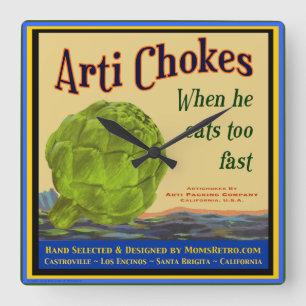 Artichokes Retro Kitchenuhr Quadratische Wanduhr