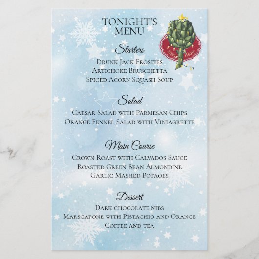 Artichos Weihnachtsmenü Briefpapier (Vorderseite)