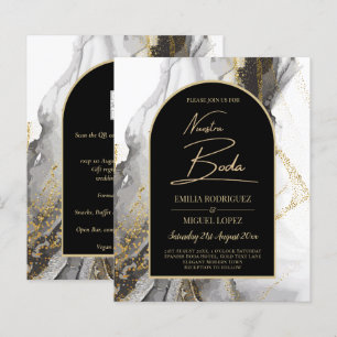 Artículo de boda negro y dorado, bilingüe