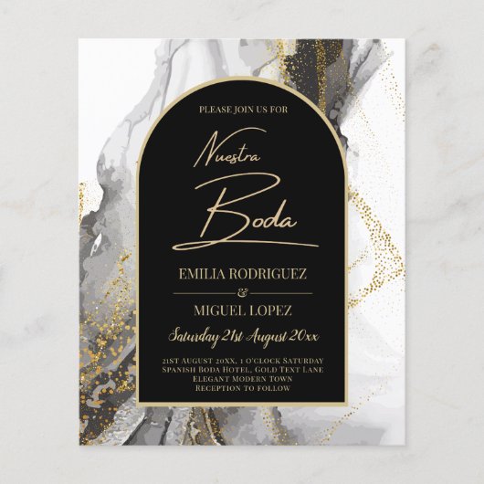 Artículo de boda negro y dorado, bilingüe flyer (Vorne)
