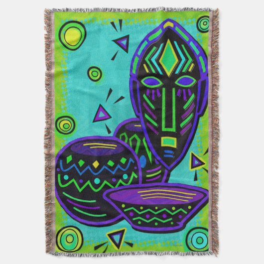 Artifakt African Pop Art Decke (Vorderseite Vertikal)