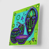 Artifakt African Pop Art Quadratische Wanduhr (Winkel)