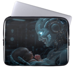 "Artificial Grace" - Futuristic Robot and Baby Laptopschutzhülle
