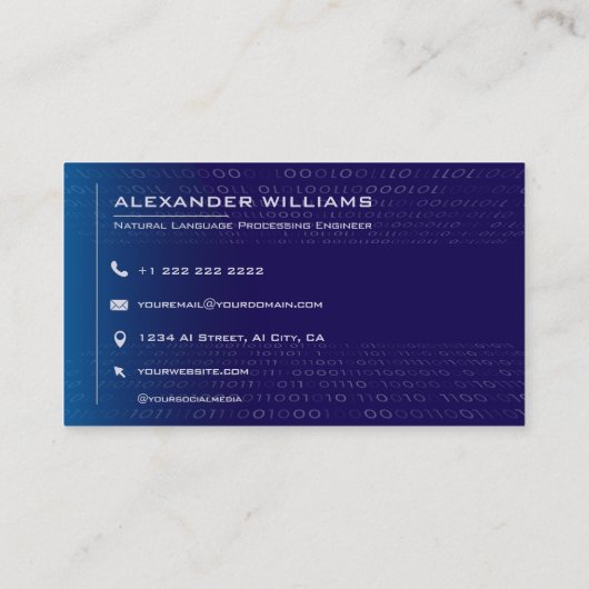 Artificial Intelligence Software Engineer Visiting Visitenkarte (Rückseite)