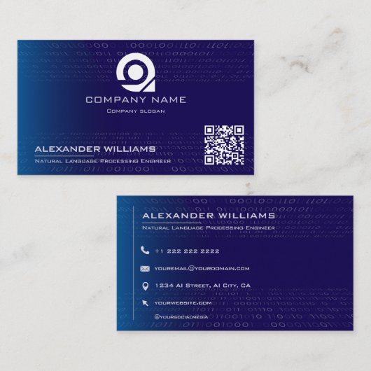 Artificial Intelligence Software Engineer Visiting Visitenkarte (Vorne/Hinten)