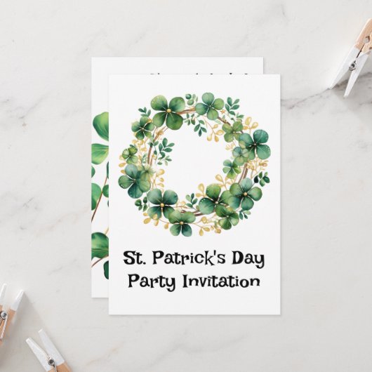 Artiful Green Watercolor Clover Weath (Vorderseite/Rückseite Beispiel)