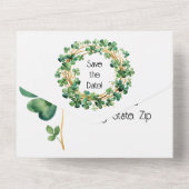 Artiful Green Watercolor Clover Weath All In One Einladung (Rückseite)