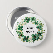 Artiful Green Watercolor Clover Weath Button (Vorne & Hinten)