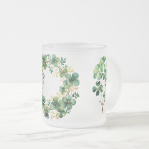 Artiful Green Watercolor Clover Weath Mattglastasse