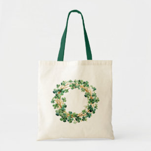 Artiful Green Watercolor Clover Weath Tragetasche