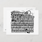 Artikel 19 Zitat (B&W) Postkarte (Vorne/Hinten)