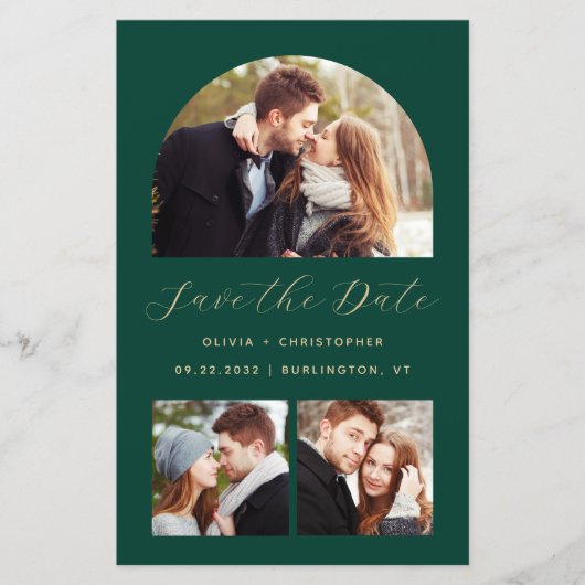 Artikel 4 Fotos Smaragdgrün Save the Date (Vorderseite)