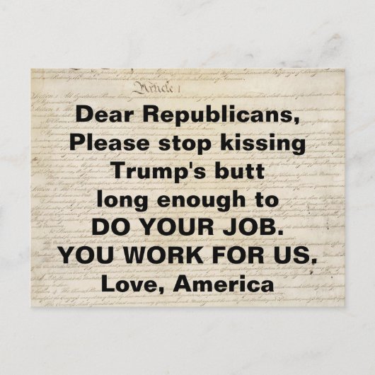 Artikel I Verfassungs-Kongress tun Ihre Aufgabe Postkarte (Vorderseite)