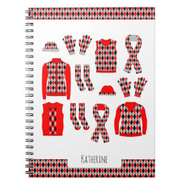 Artikel mit roter Raute Muster Foto-Notebook Notizblock