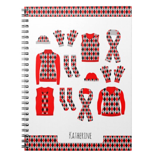 Artikel mit roter Raute Muster Foto-Notebook Notizblock (Vorderseite)