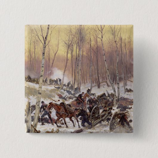 Artillerie-Kampf in einem Holz Button (Vorderseite)