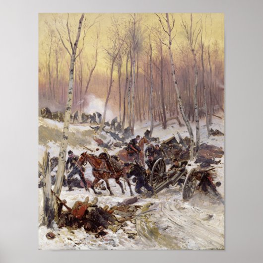 Artillerie-Kampf in einem Wald Poster (Vorne)