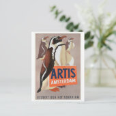 Artis Zoo-Amsterdam-Pinguin-Plakat 1947 Postkarte (Stehend Vorderseite)
