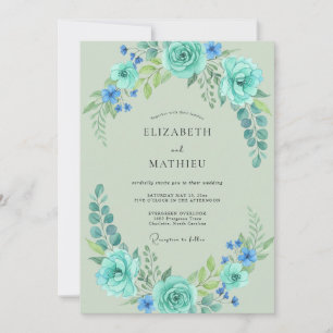 Artisan Aqua Minzblatt-Hochzeit Einladung