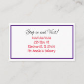 Artisan Bakery | Handgezogener Fruchtkuchen Visitenkarte (Rückseite)