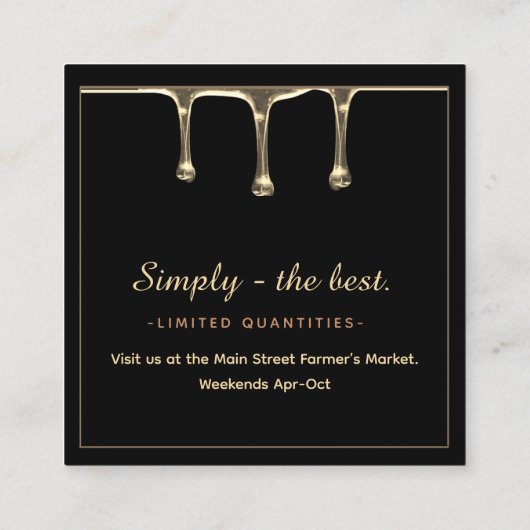 Artisan Black and Gold Maple Syrup Quadratische Visitenkarte (Rückseite)