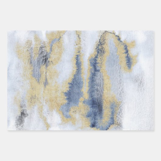 Artisan Blue & Gold bemalt Geschenkpapier Set (Vorderseite 2)