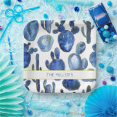 Artisan Blue Gold Cactus Desert NAME Wasserfarben Pappteller (Party)