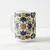 Artisan Blue und Gold Floral Motif Kaffeetasse (Vorderseite Links)