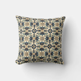 Artisan Blue und Gold Floral Motif Kissen