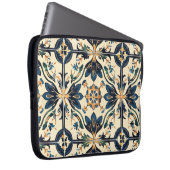 Artisan Blue und Gold Floral Motif Laptopschutzhülle (Vorne Rechts)