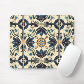 Artisan Blue und Gold Floral Motif Mousepad (Mit Mouse)