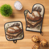 Artisan Bread Lover Oven Mitt and Pot Holder Set (Oben Unten)