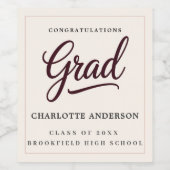 Artisan Burgundy Script Grad Bottle Label Weinetikett (Einzelnes Label)