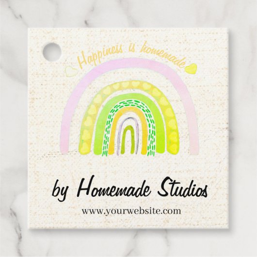 Artisan Canvas Rainbow 'Happiness is Homemade' Geschenkanhänger (Vorderseite)