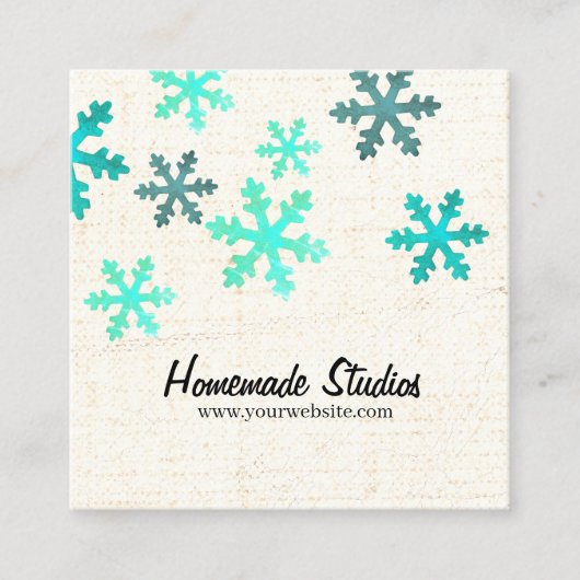 Artisan Canvas Snowflake Happiness Quadratische Visitenkarte (Vorderseite)